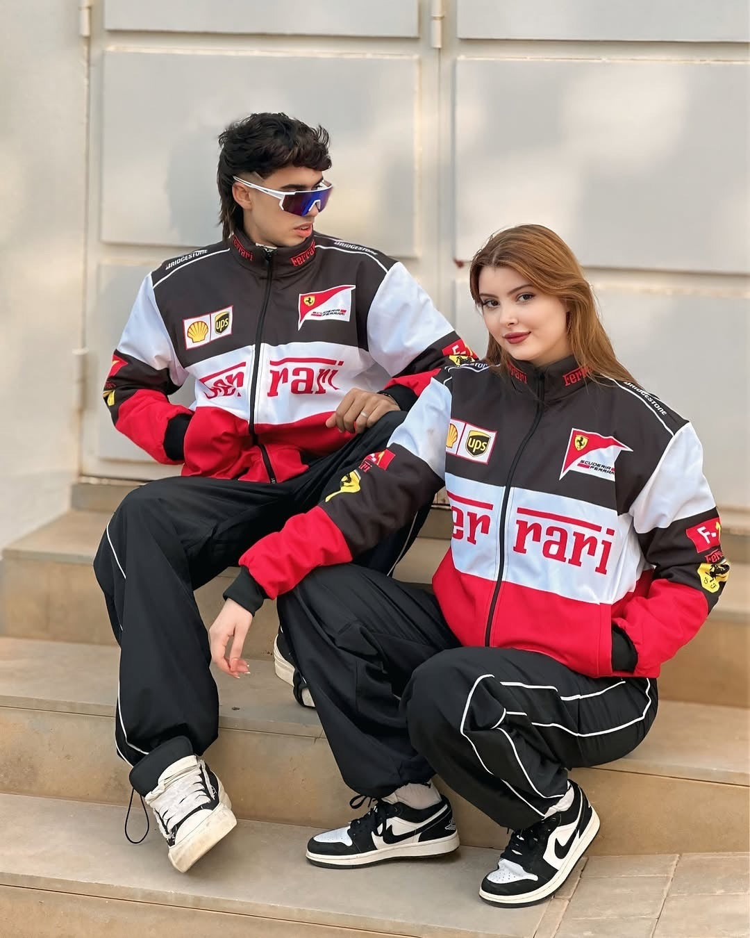 Red & White Ferrari Scuderia Jacket – Cotton Unisex Streetwear