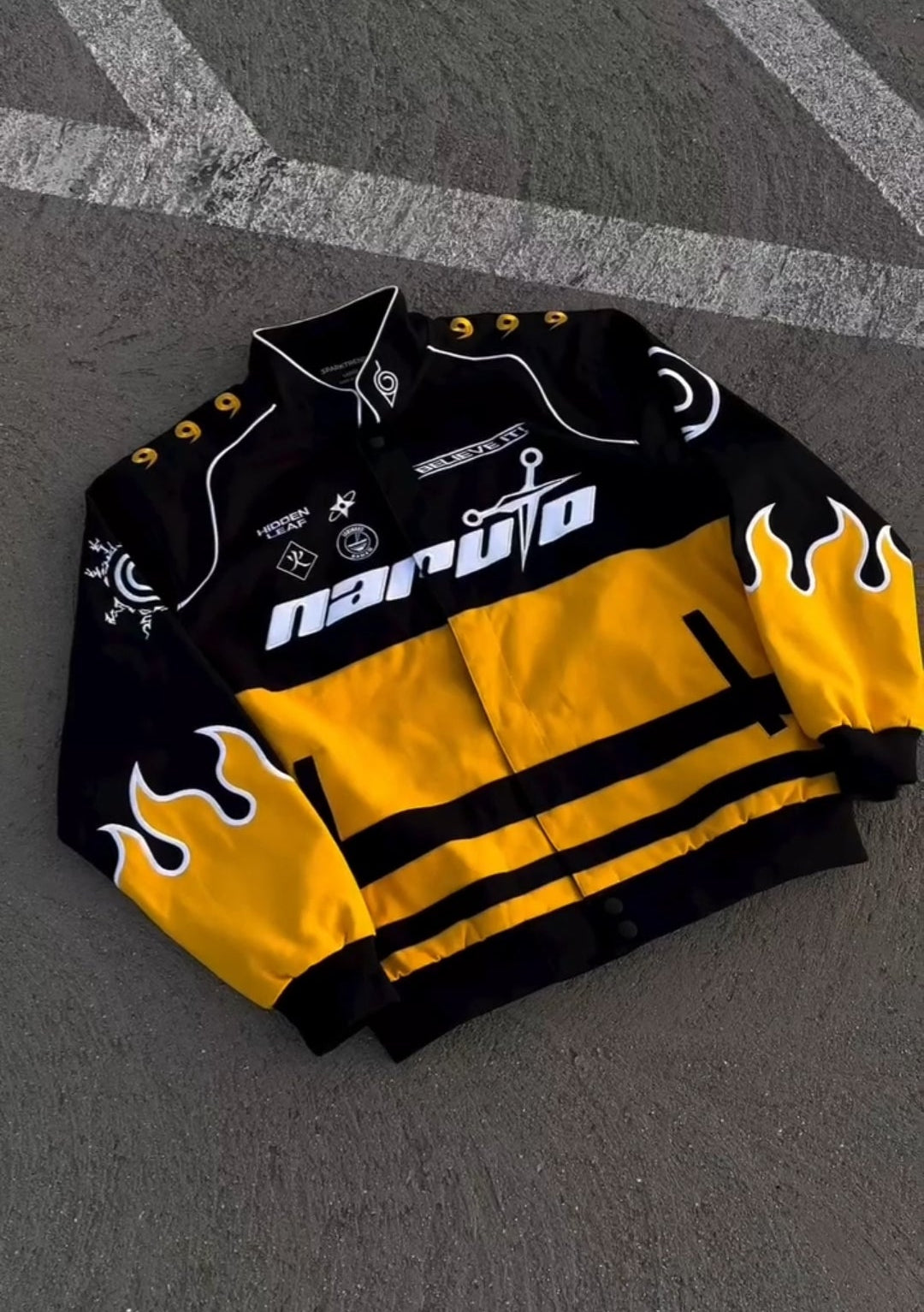 Naruto Streetwear Jacket – Flame Patch Edition
